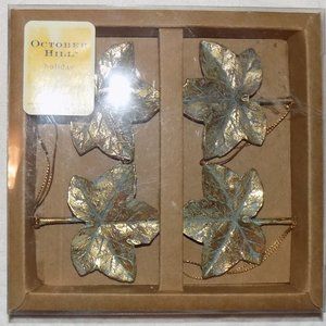 1980's Rustic Gold Mini Maple Leaf Holiday Ornaments by Boston International
